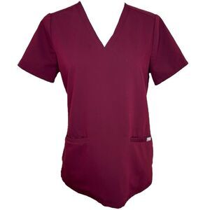Figs Casma Three-Pocket Scrub‎ Top Nurse CNA Doctor in Burgundy Size Small